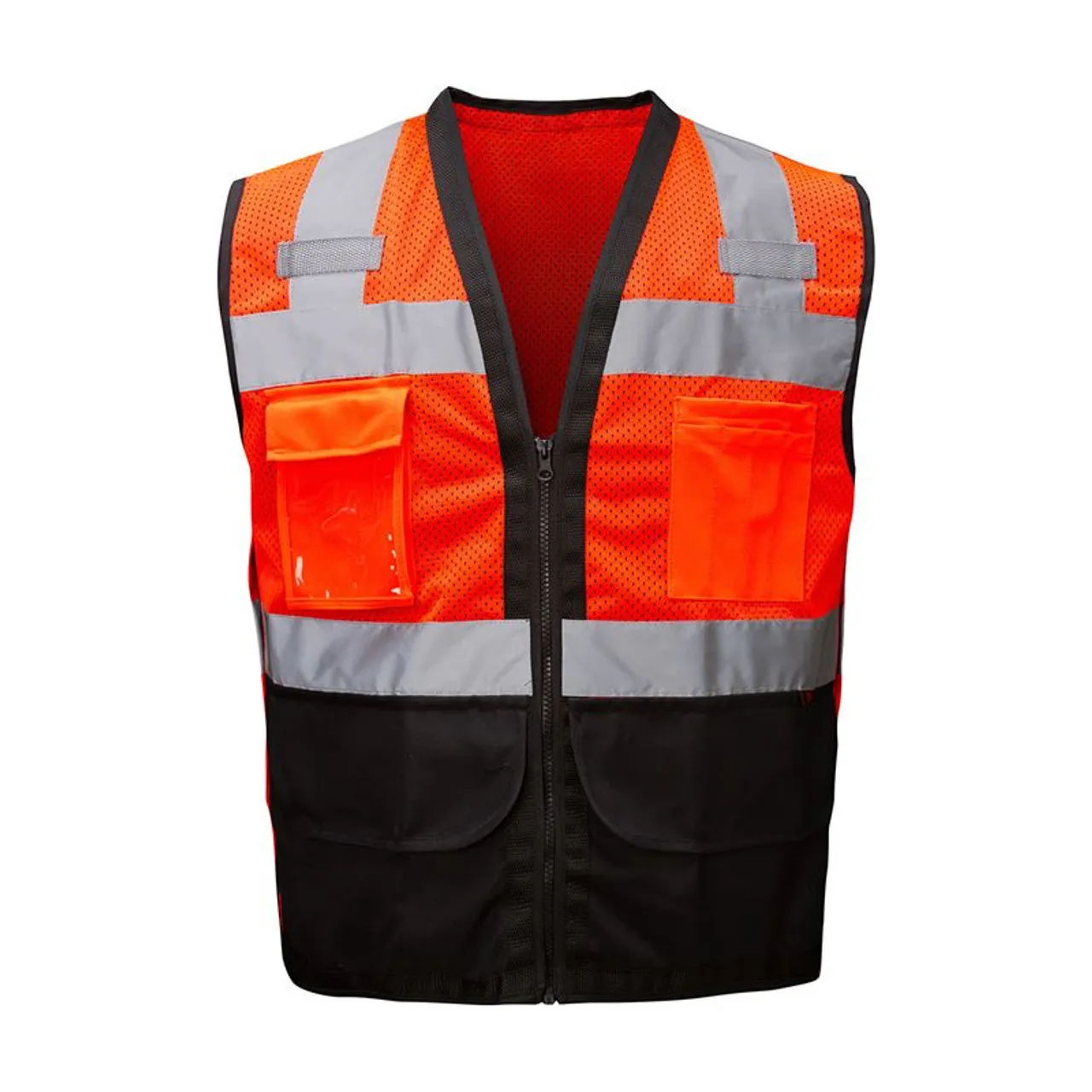 GSS Class 2 Premium Orange Heavy Duty Safety Vest Multi Pockets 1202