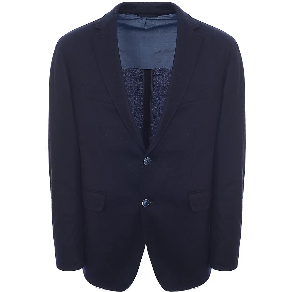 Hackett London Mens Wool Knit Epaulettes Jacket in Navy