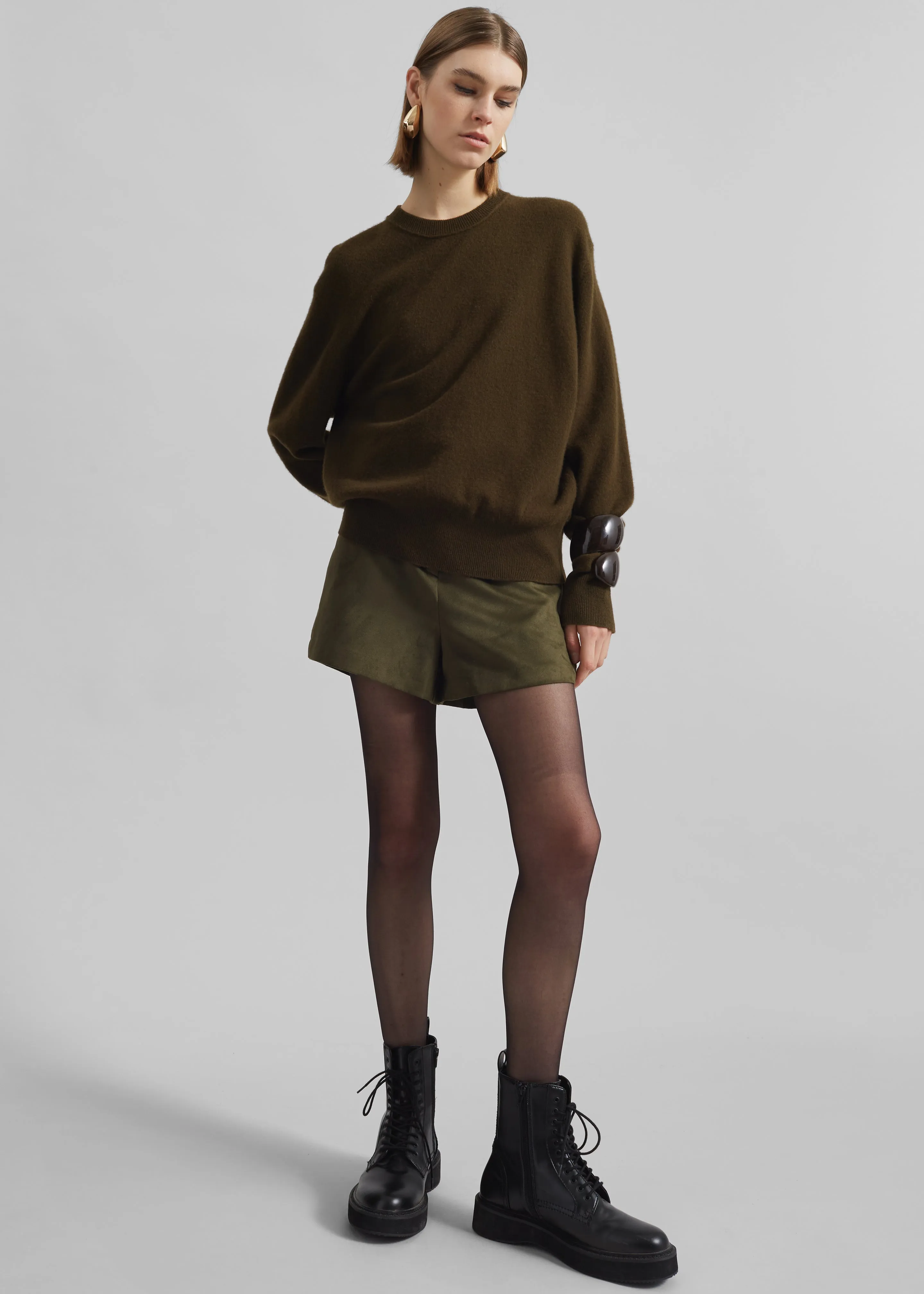 Isar Wool Crewneck Sweater - Khaki