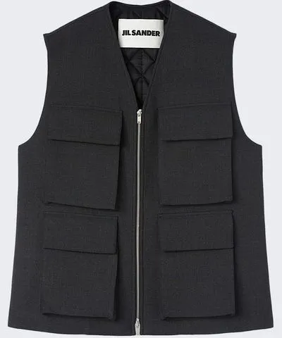 Jil Sander Wool Vest Black