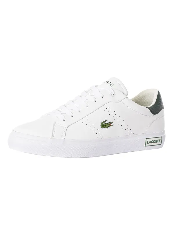 Lacoste Powercourt 2.0 124 3 SMA Leather Trainers - White/Green