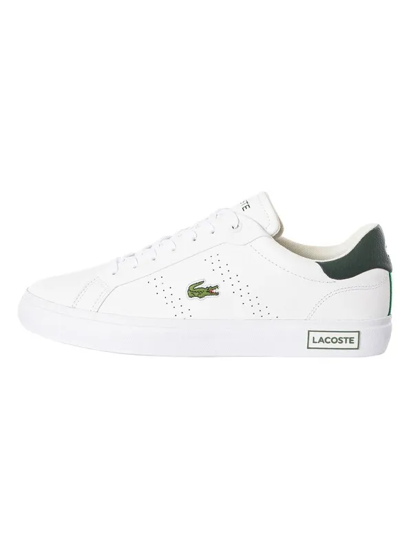 Lacoste Powercourt 2.0 124 3 SMA Leather Trainers - White/Green