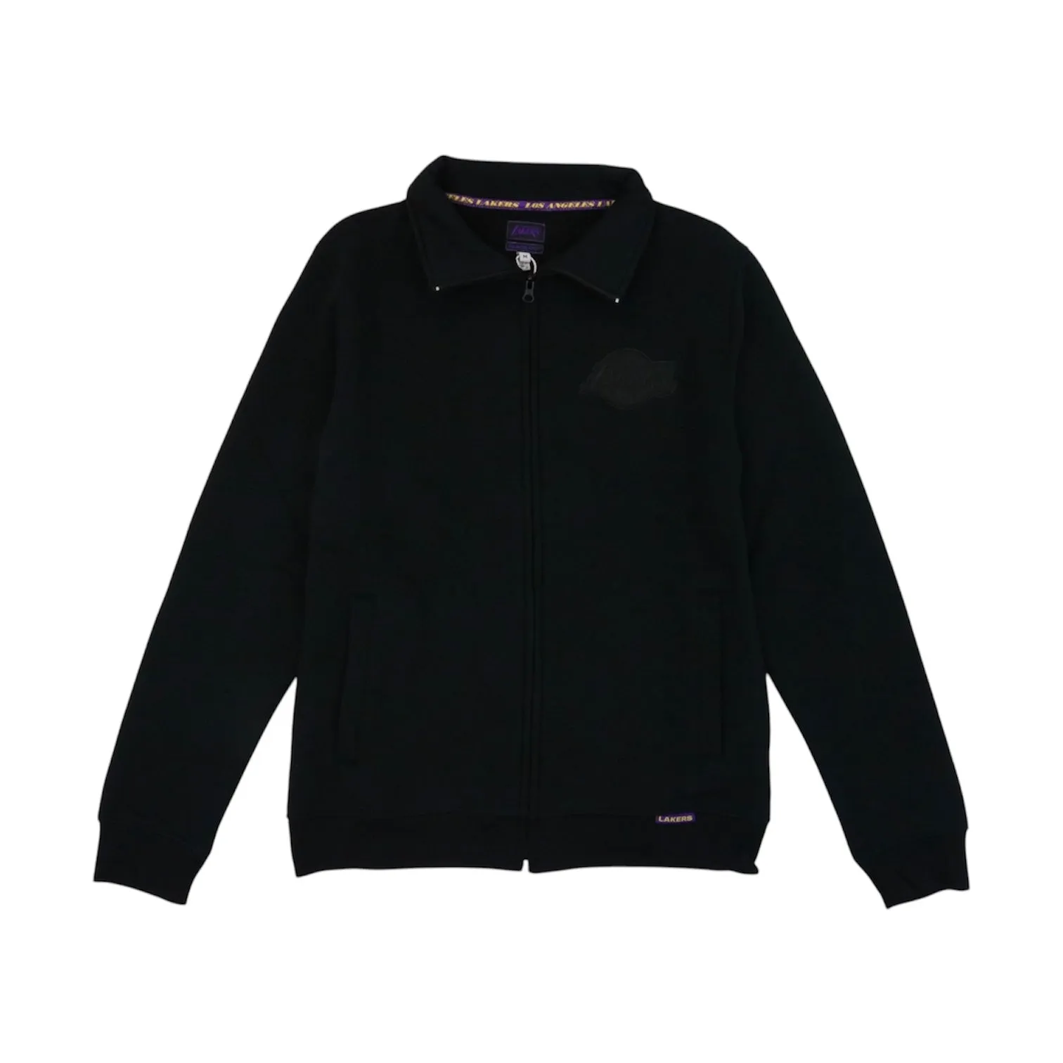 Lakers Black Out Woven Chest Logo Full Zip Jacket