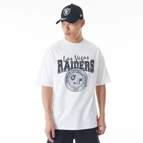 Las Vegas Raiders NFL Helmet Graphic White Oversized T-Shirt