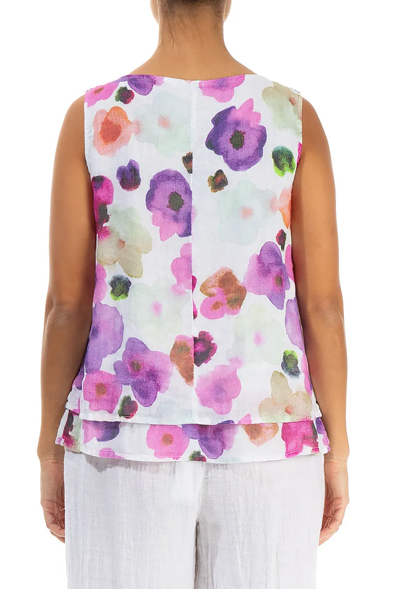 Layered Sleeveless Blossom Gauze Linen Top