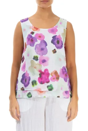 Layered Sleeveless Blossom Gauze Linen Top