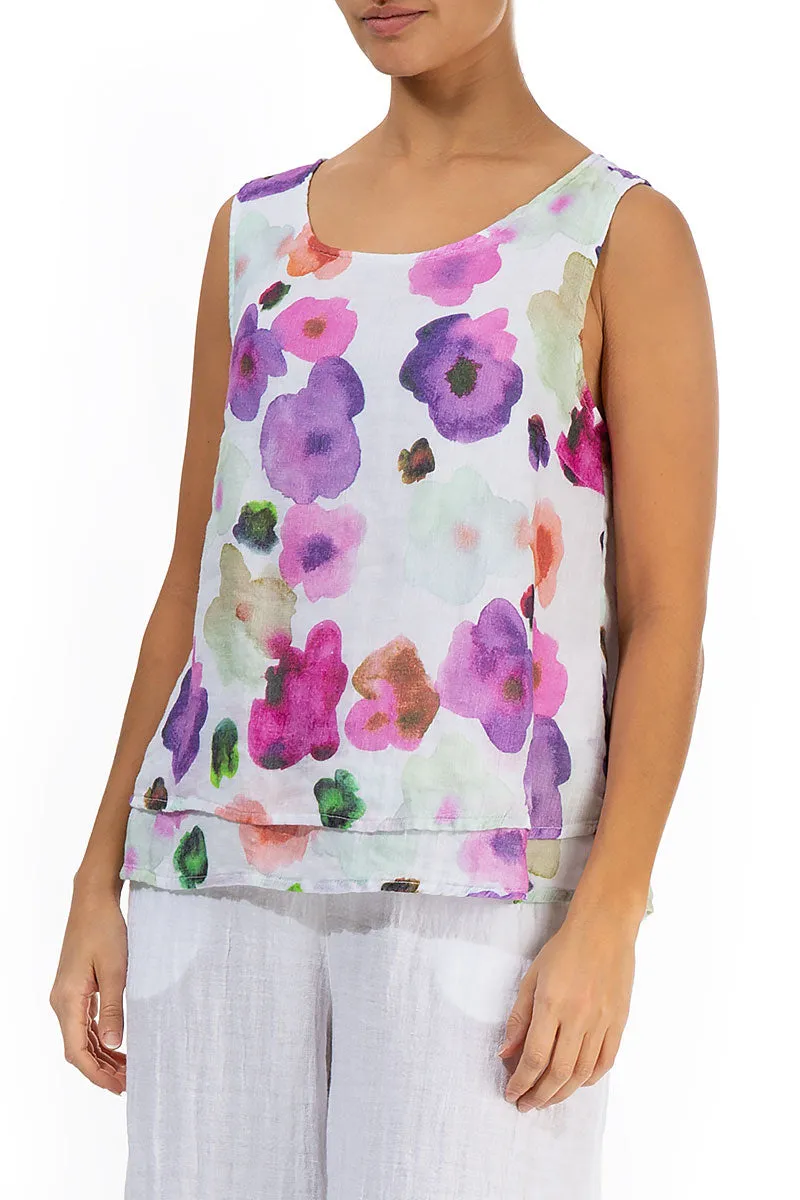 Layered Sleeveless Blossom Gauze Linen Top