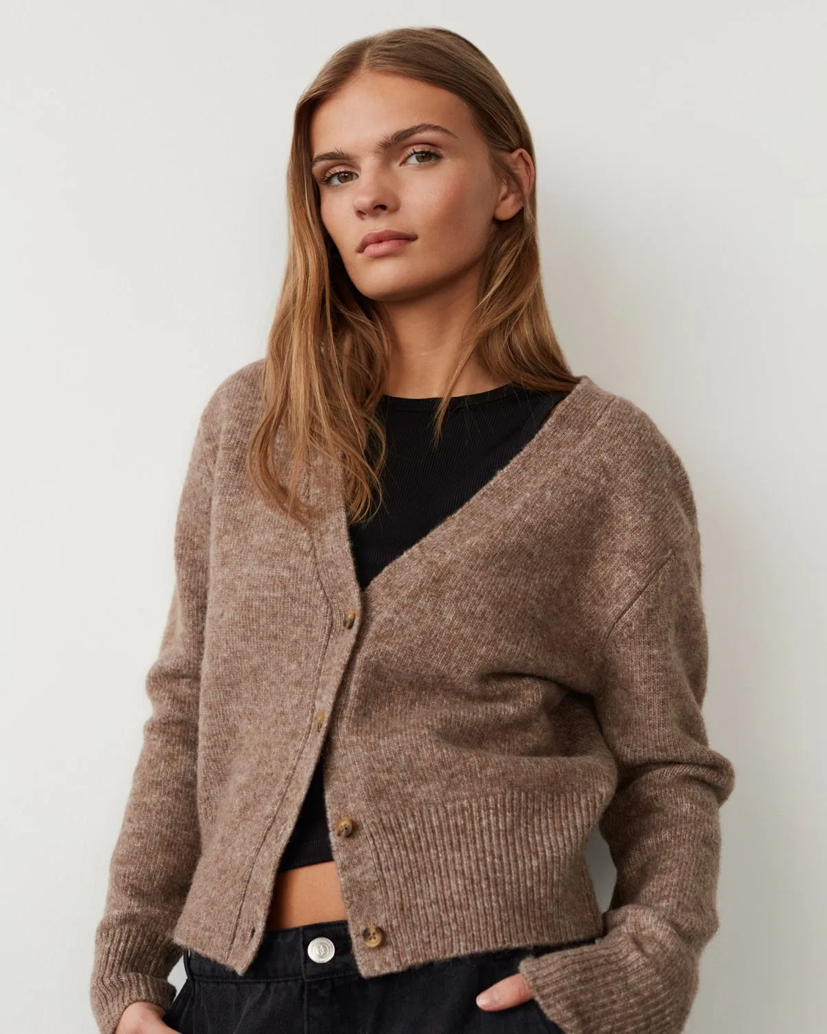 LEVASW CARDIGAN - Brown melange