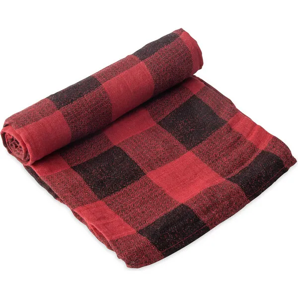 Little Unicorn Cotton Muslin Swaddle Blanket , Red Plaid