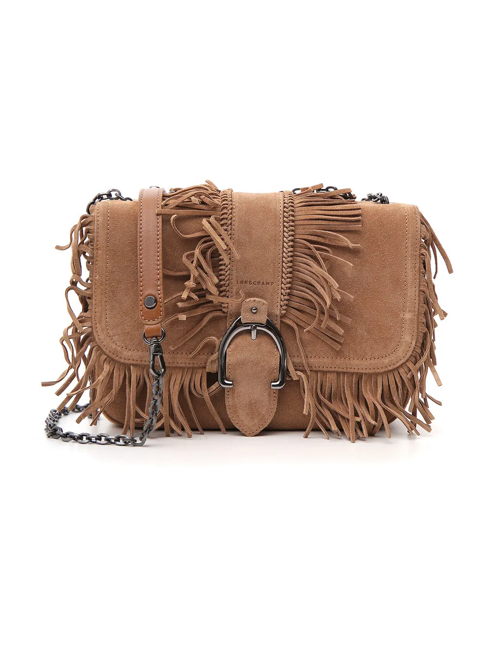 Longchamp Fringed Front Flap Crossbody Bag