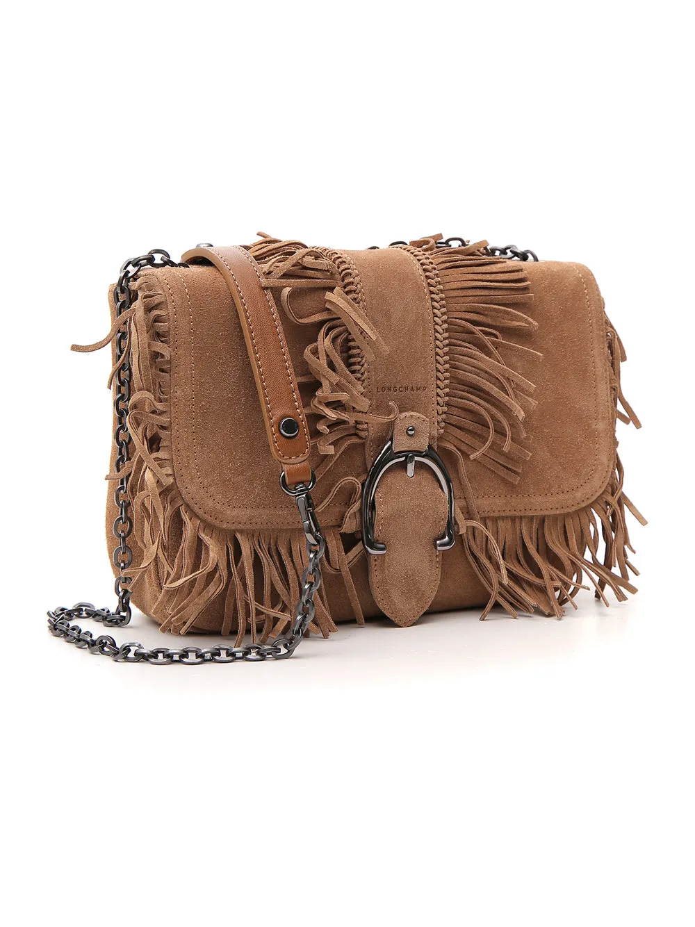 Longchamp Fringed Front Flap Crossbody Bag