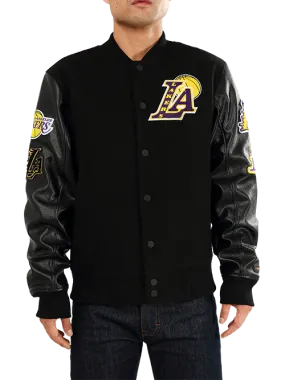 Los Angeles Lakers Logo Wool Leather Varsity Jacket