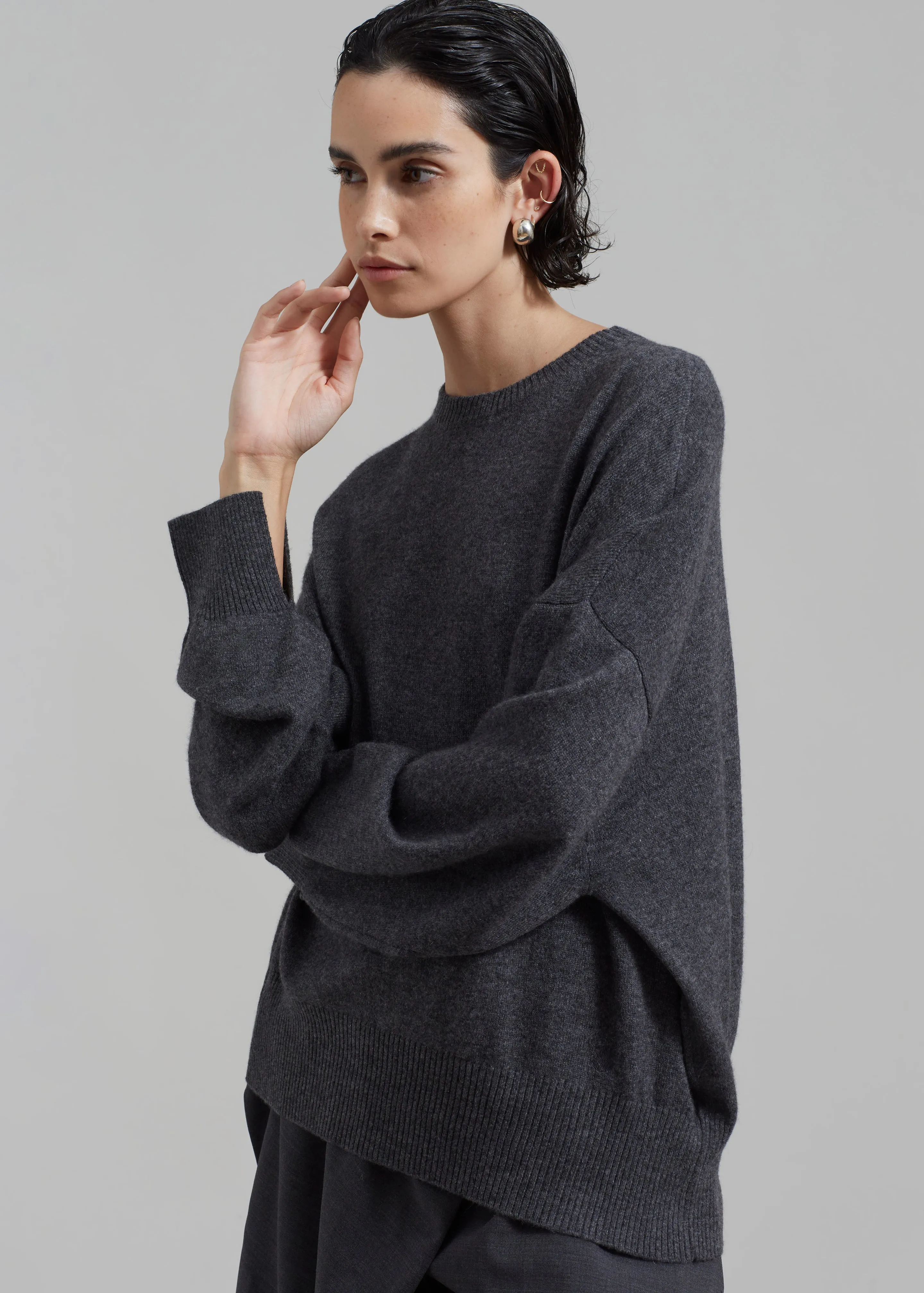 Loulou Studio Anaa Cashmere Sweater - Anthracite Melange