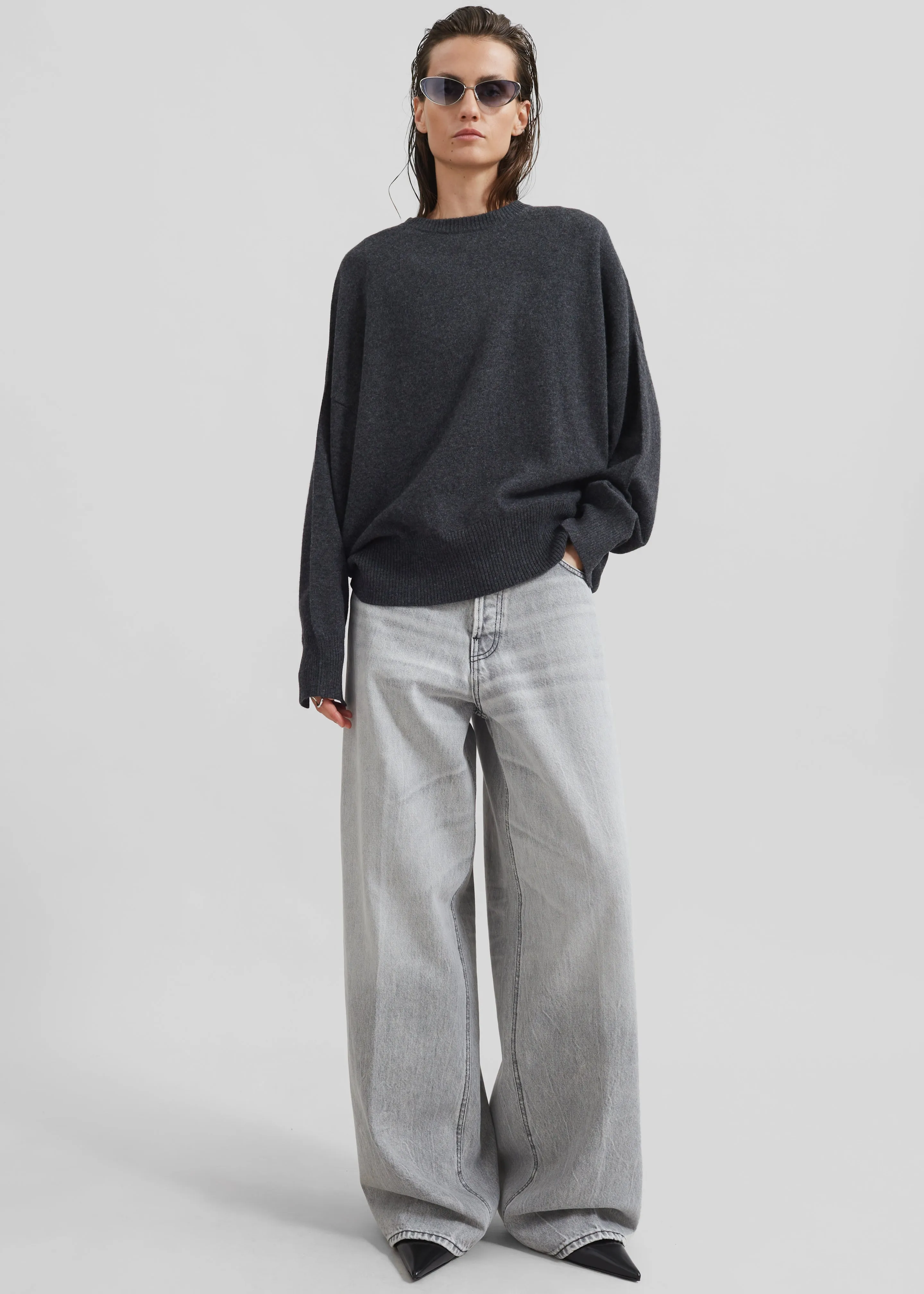 Loulou Studio Anaa Cashmere Sweater - Anthracite Melange