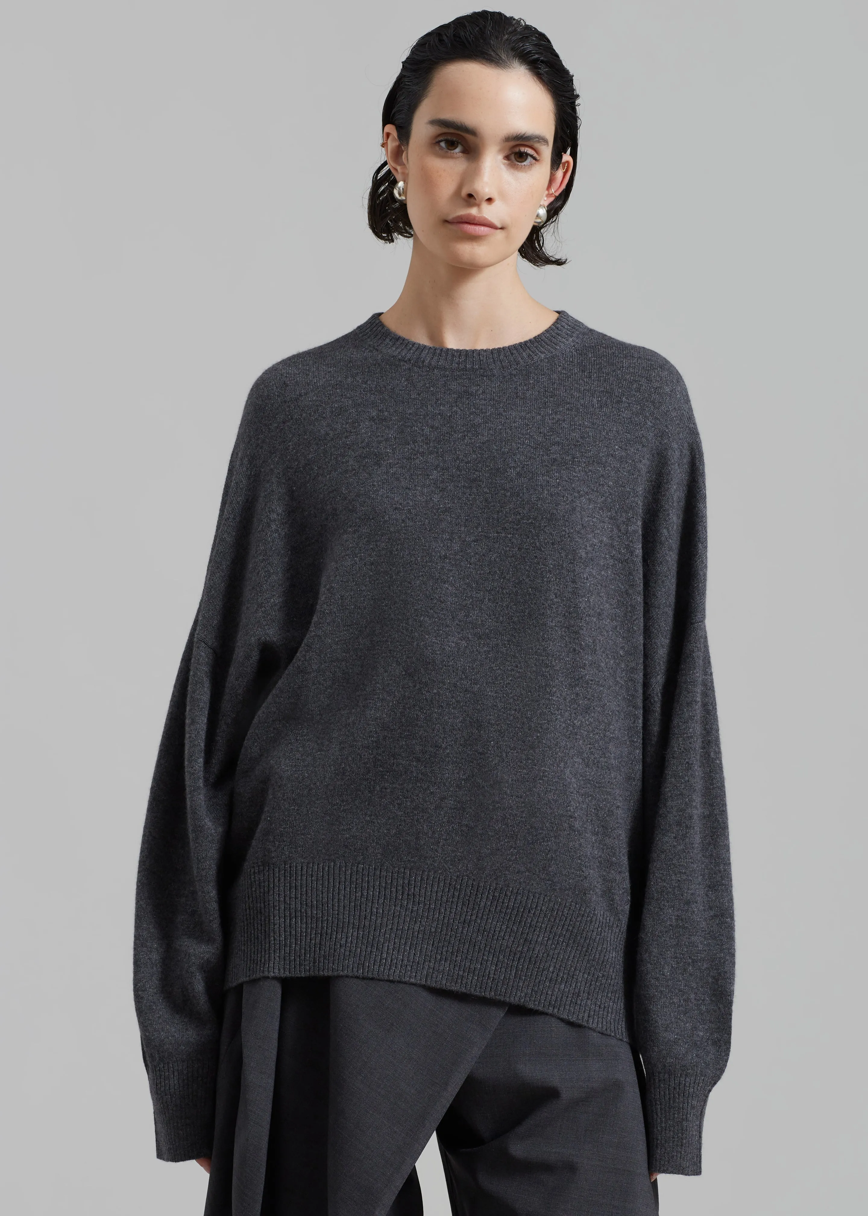 Loulou Studio Anaa Cashmere Sweater - Anthracite Melange