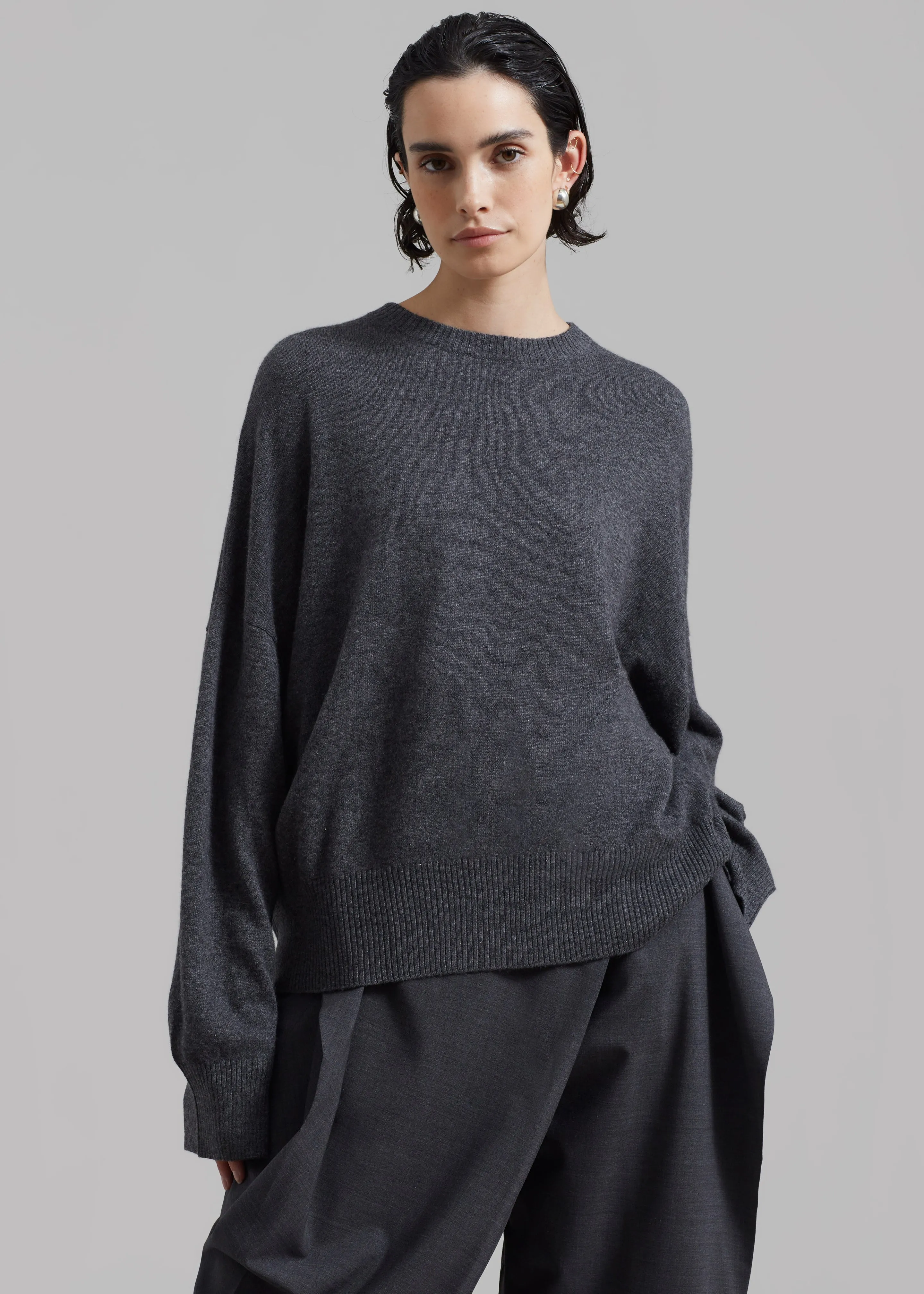 Loulou Studio Anaa Cashmere Sweater - Anthracite Melange