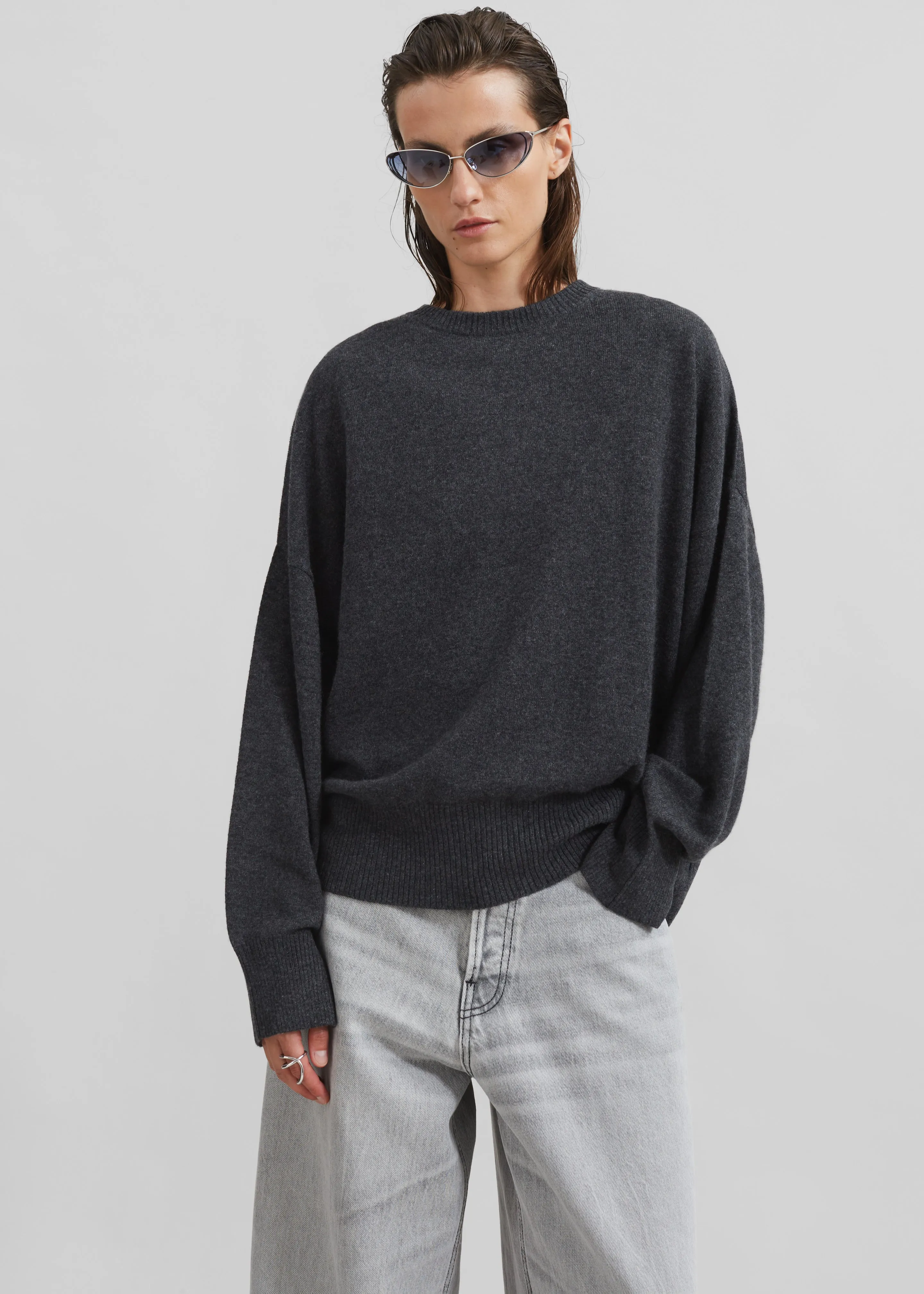 Loulou Studio Anaa Cashmere Sweater - Anthracite Melange