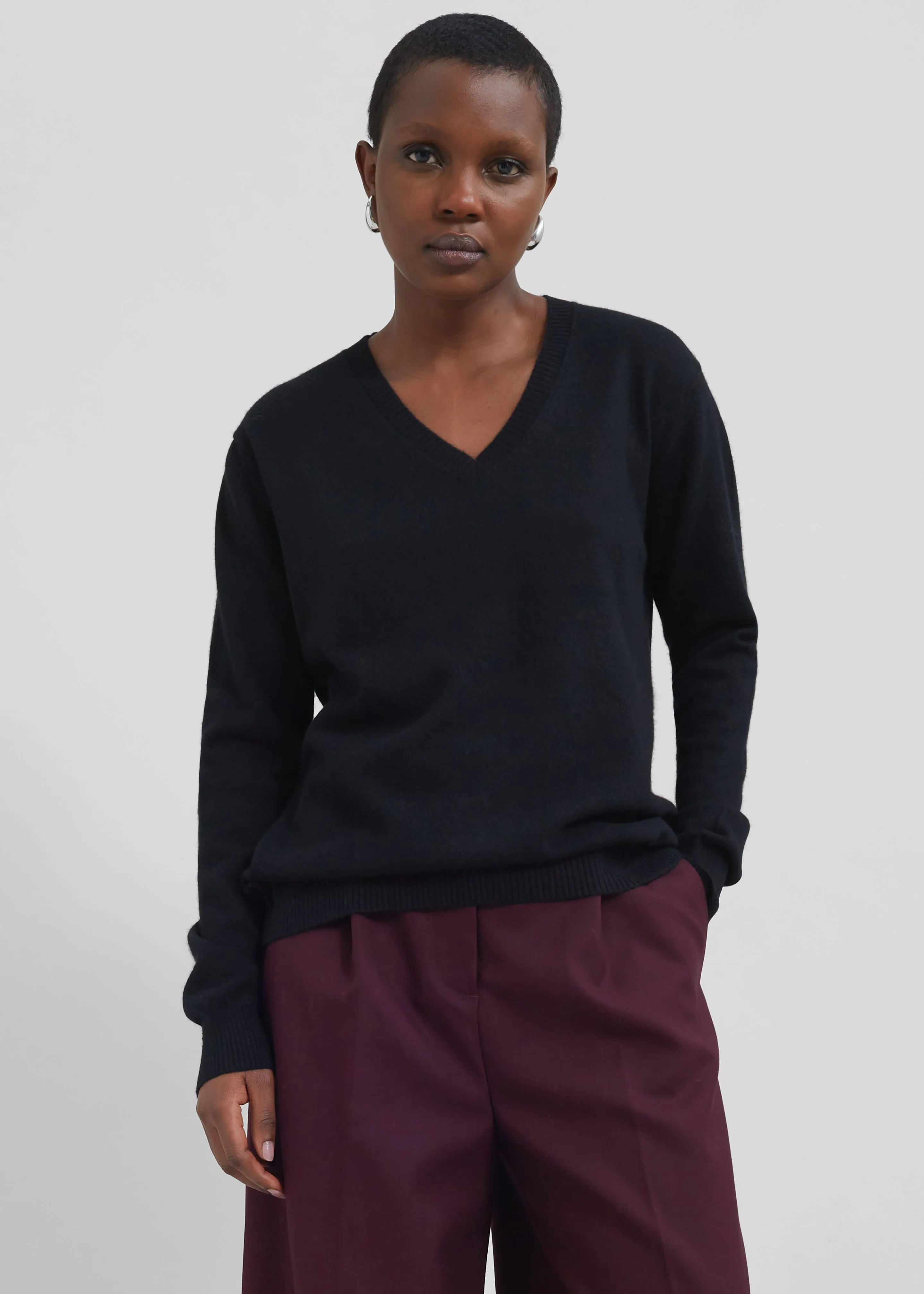 Loulou Studio Serafini V Neck Cashmere Sweater - Black