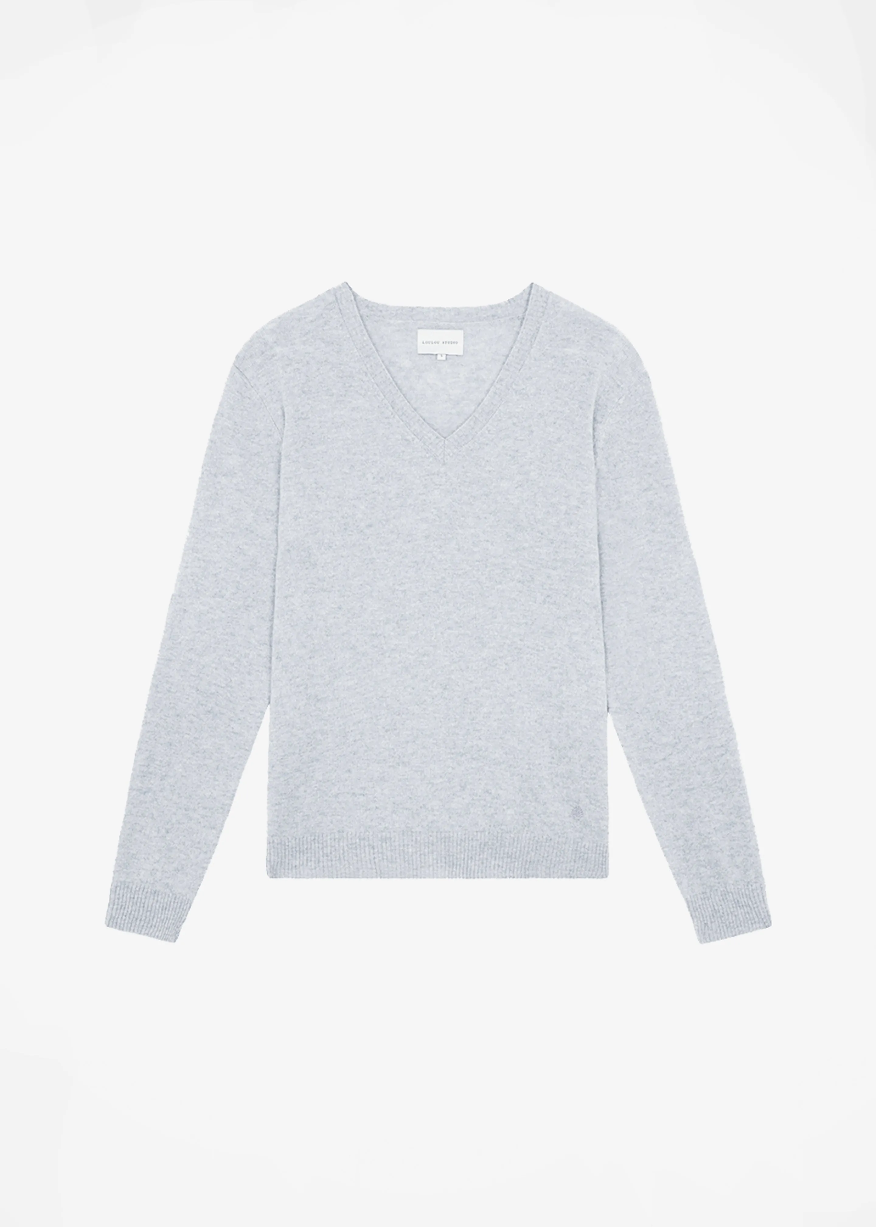 Loulou Studio Serafini V Neck Cashmere Sweater - Grey Melange