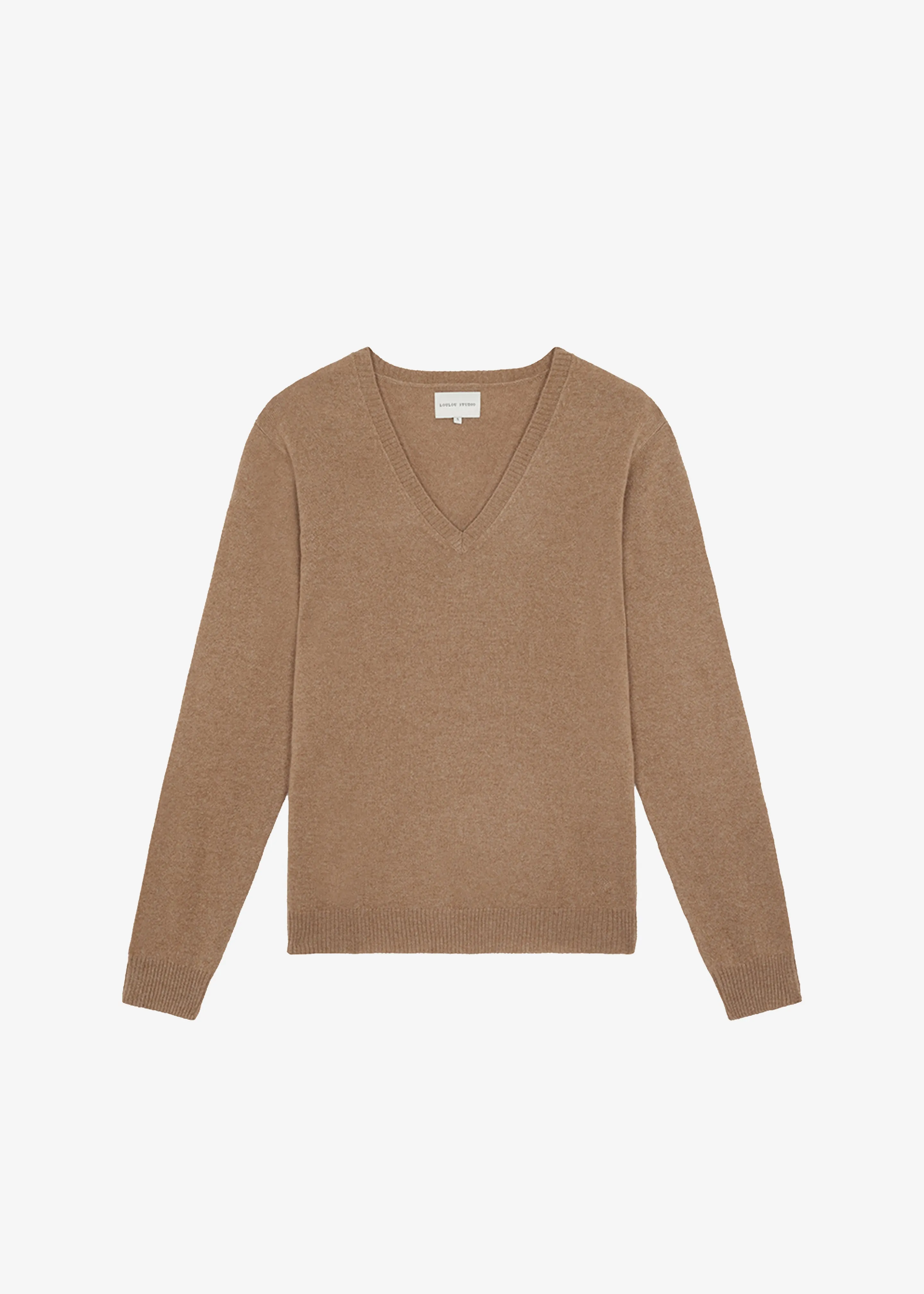 Loulou Studio Serafini V Neck Cashmere Sweater - Sand Melange