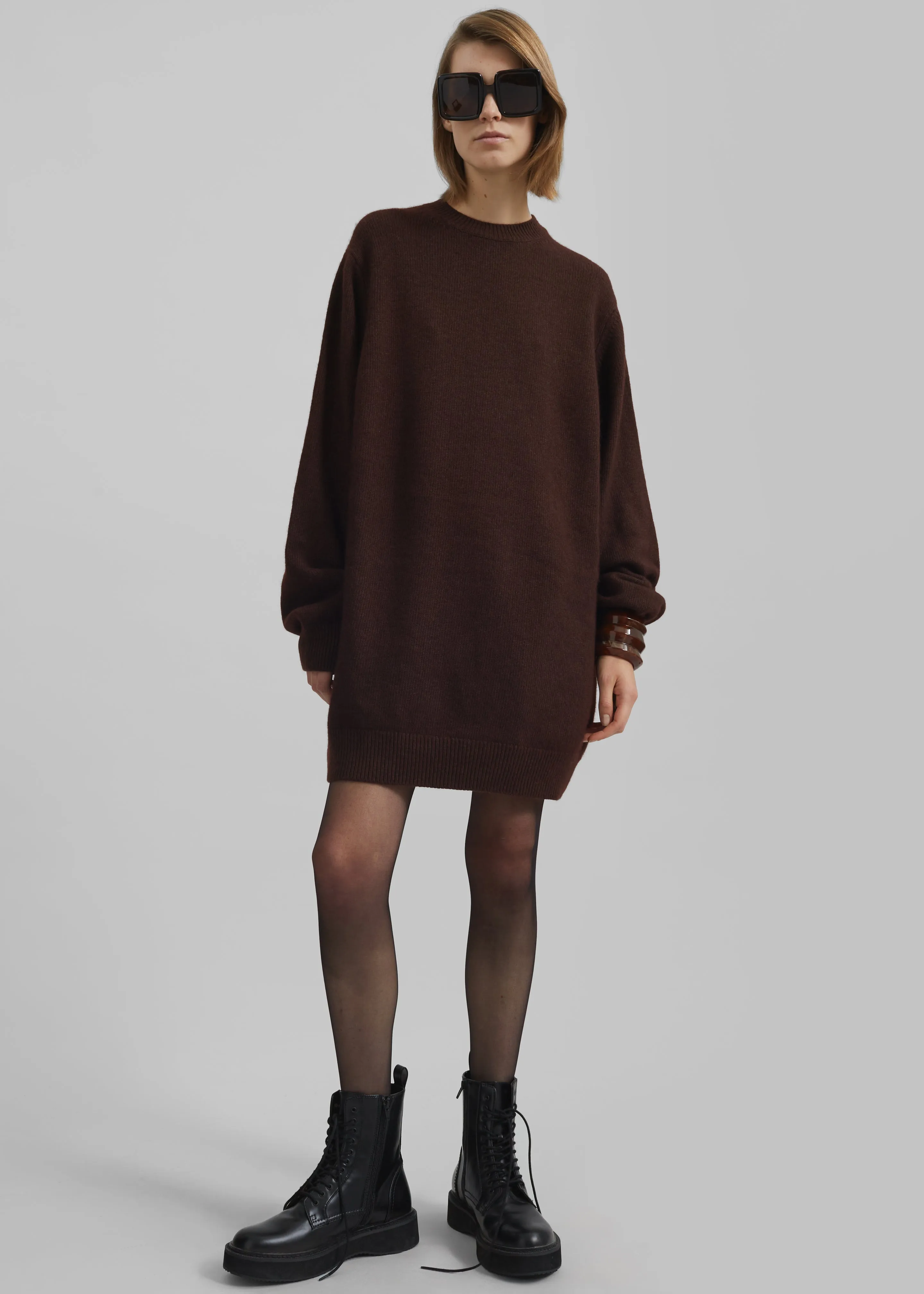 Maxime Knit Sweater Dress - Brown