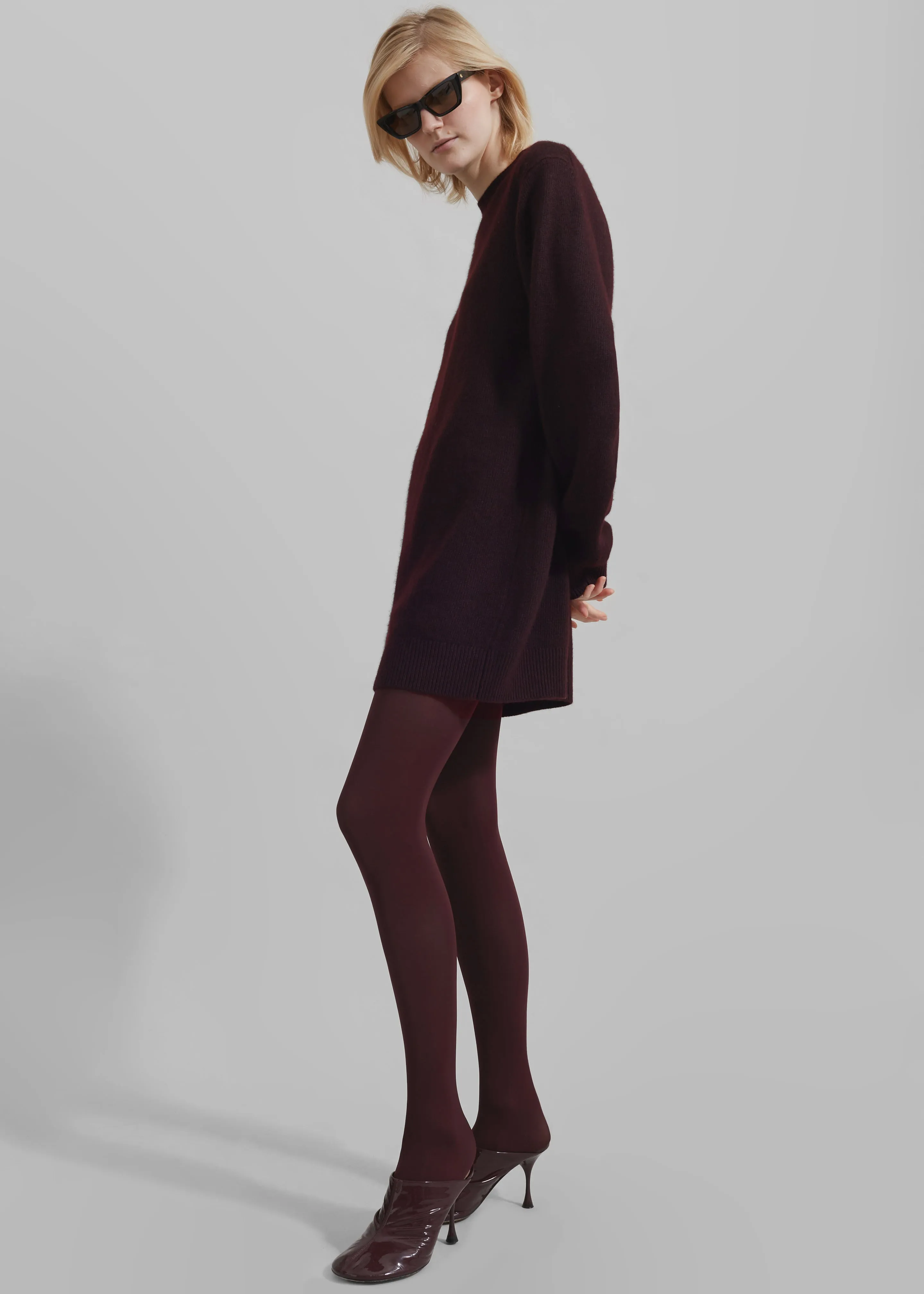 Maxime Knit Sweater Dress - Dark Plum