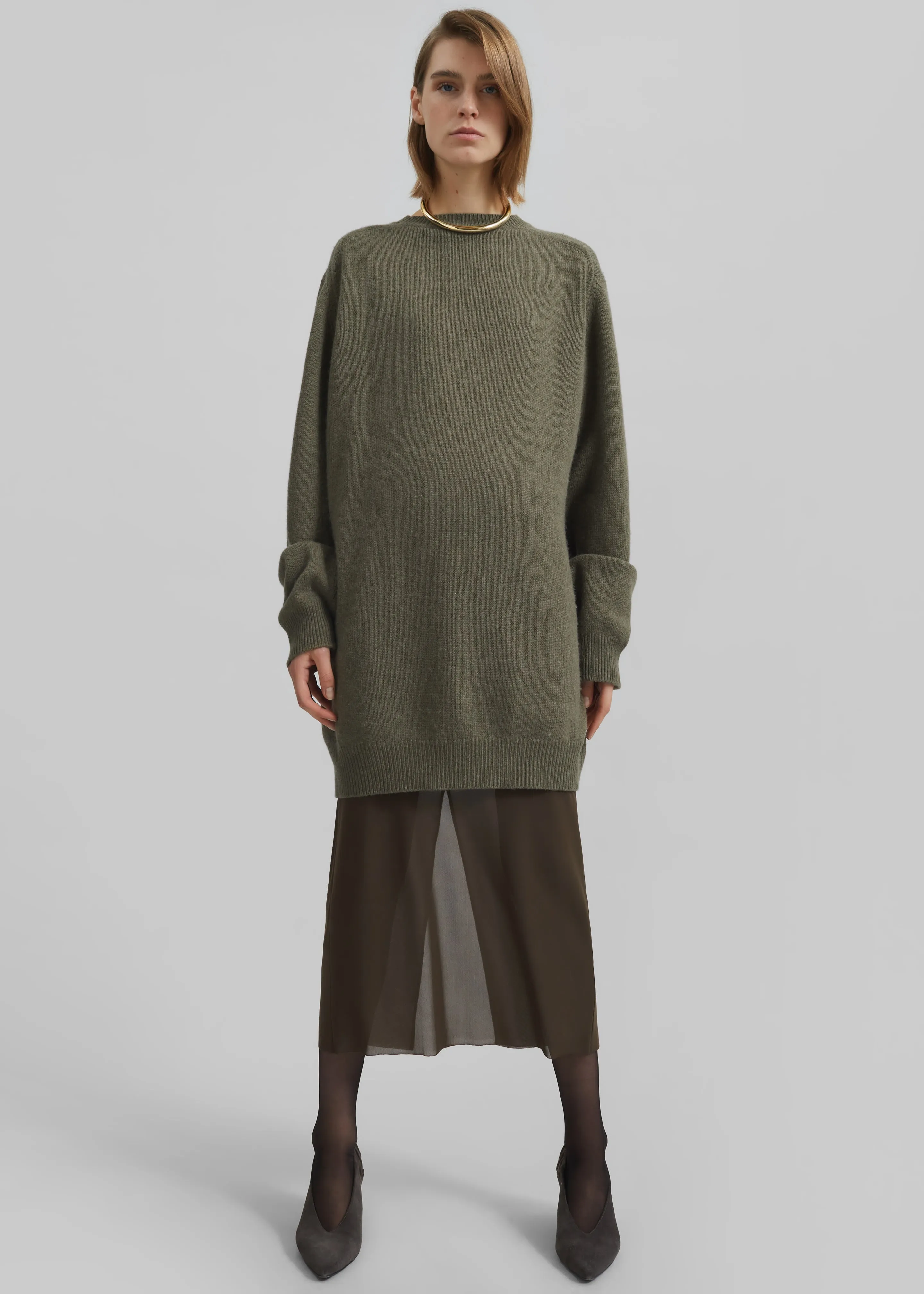 Maxine Knit Sweater Dress - Khaki