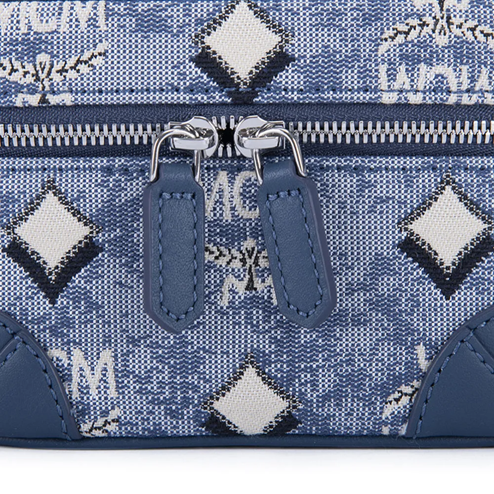 MCM Vintage Monogram Jacquard Crossbody Bag Blue  X-Mini