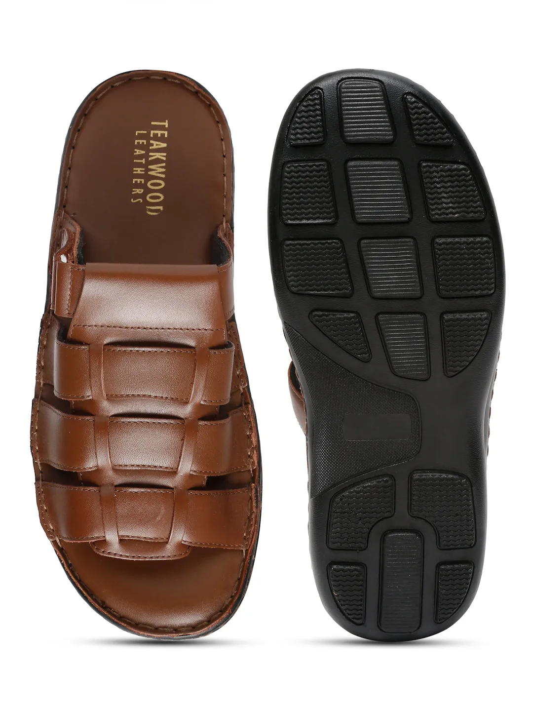 Men Tan Leather Sandals