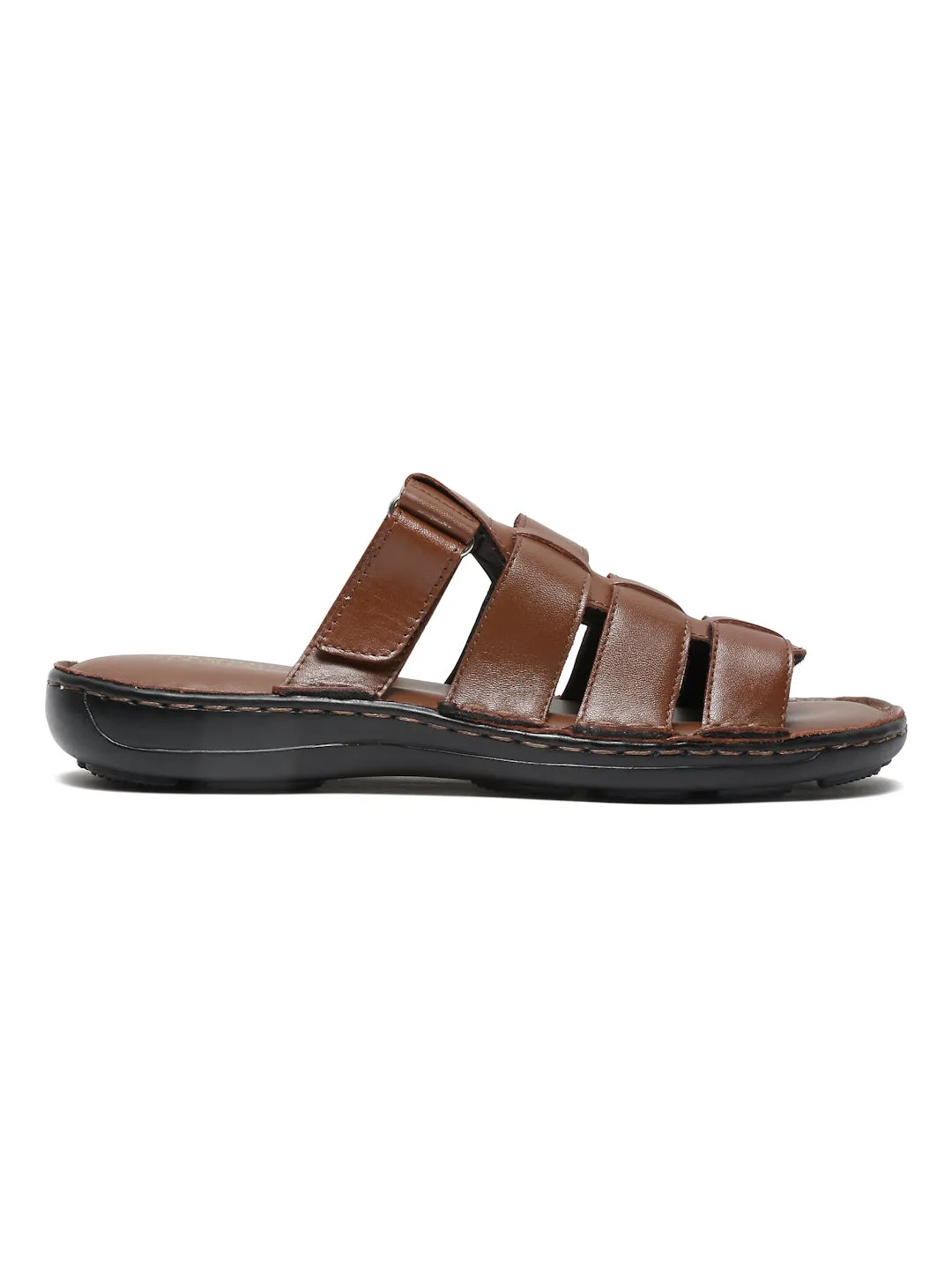 Men Tan Leather Sandals