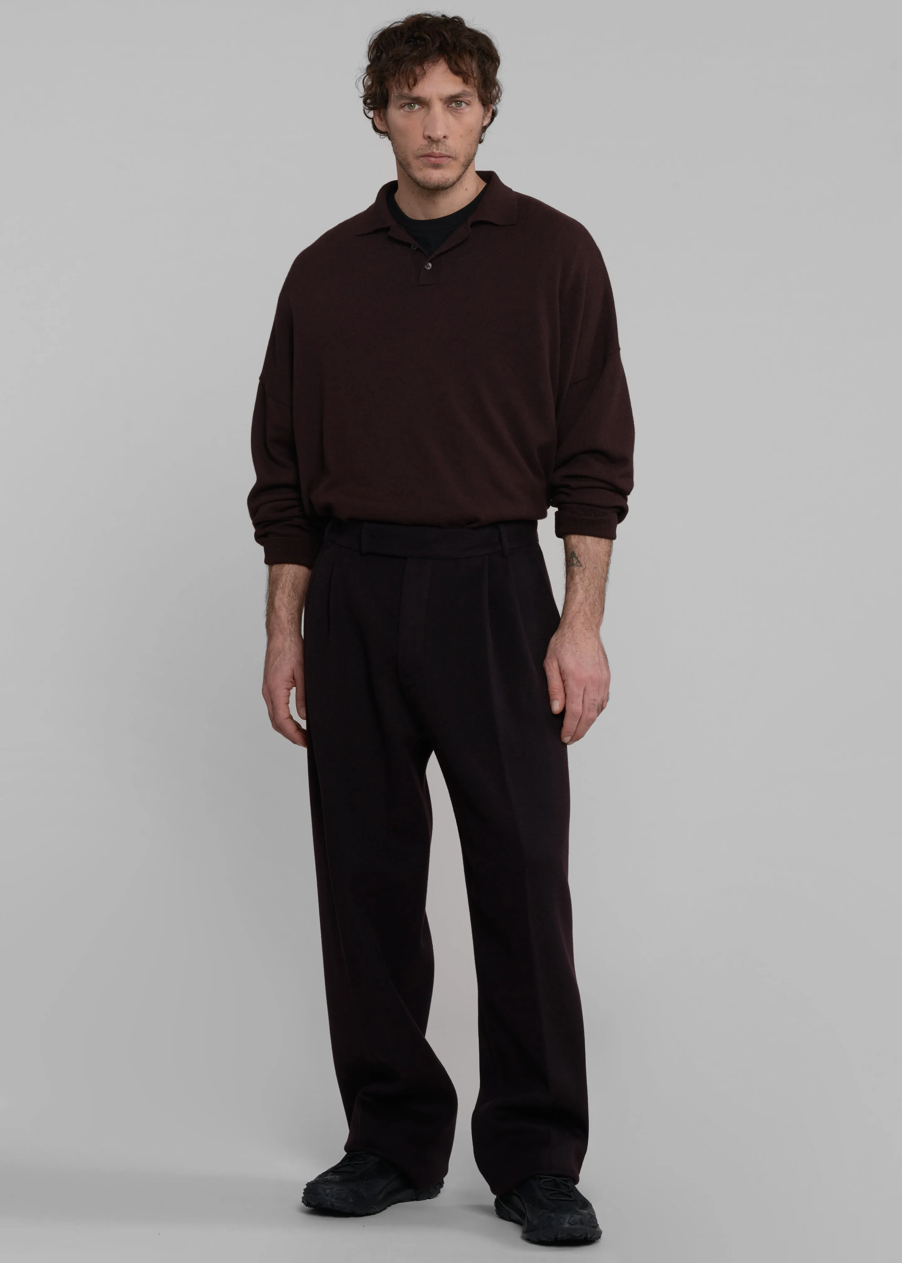 Meriel Wool Polo Sweater - Chocolate Plum