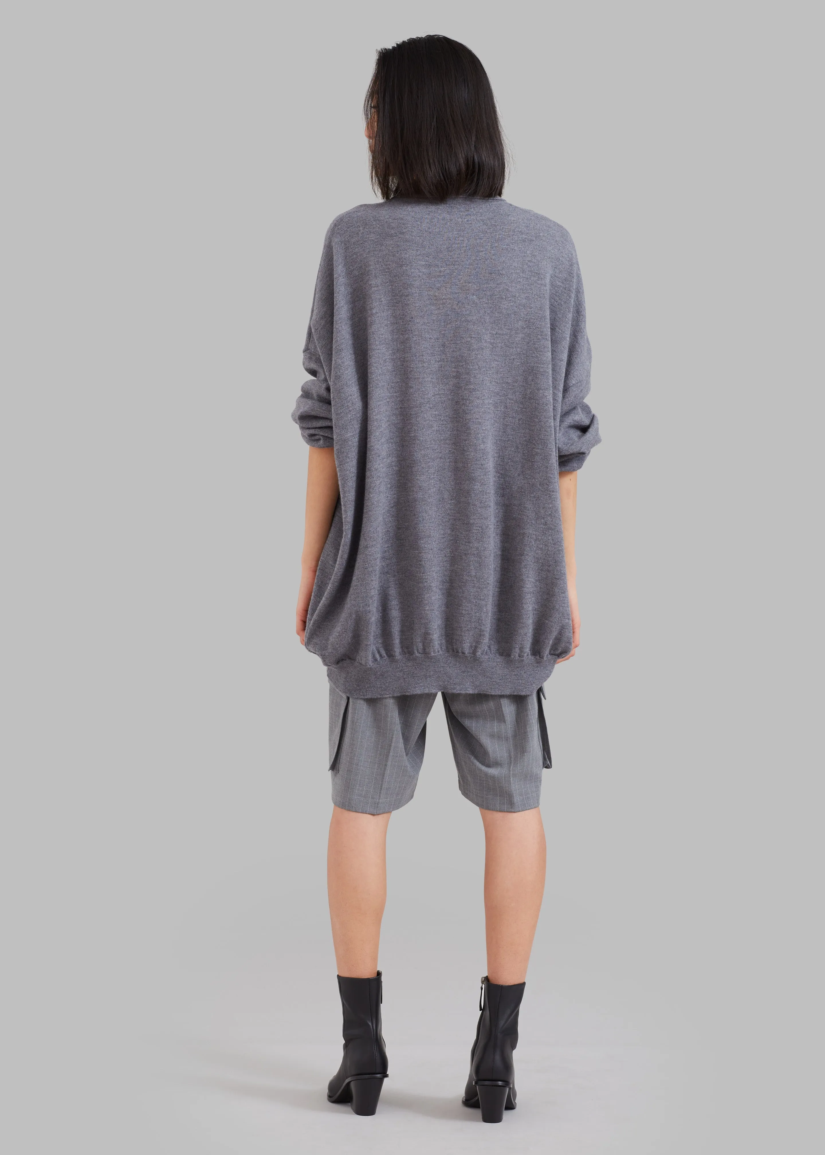 Meriel Wool Polo Sweater - Grey