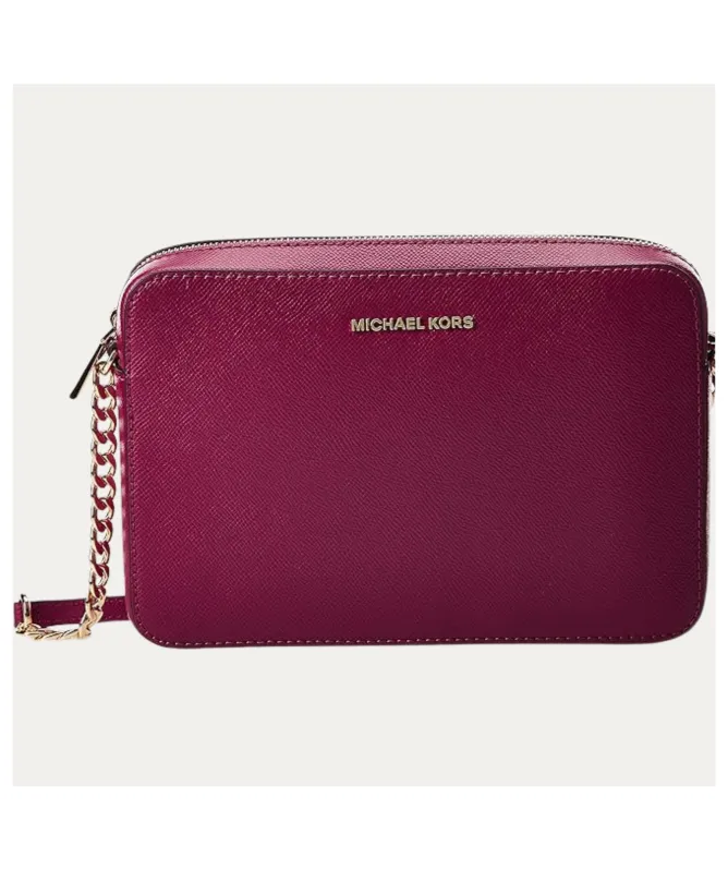 Michael Kors Jet Set Large Saffiano Leather Crossbody Bag | Berry - 32S4GTVC3L