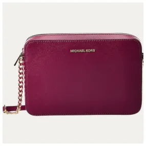 Michael Kors Jet Set Large Saffiano Leather Crossbody Bag | Berry - 32S4GTVC3L