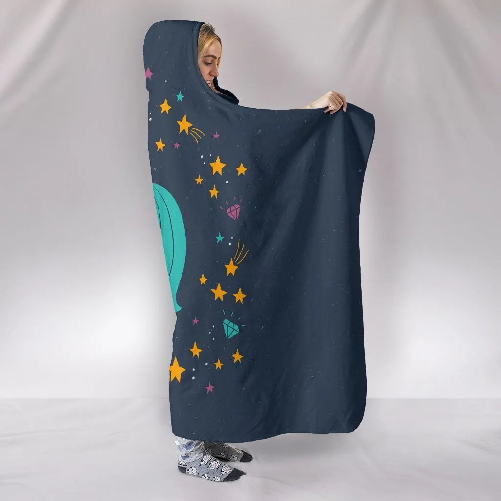 Midnight Blue Starry Night Unicorn Hooded Blanket