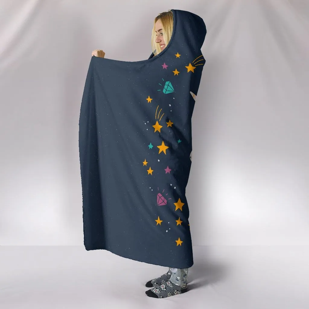 Midnight Blue Starry Night Unicorn Hooded Blanket