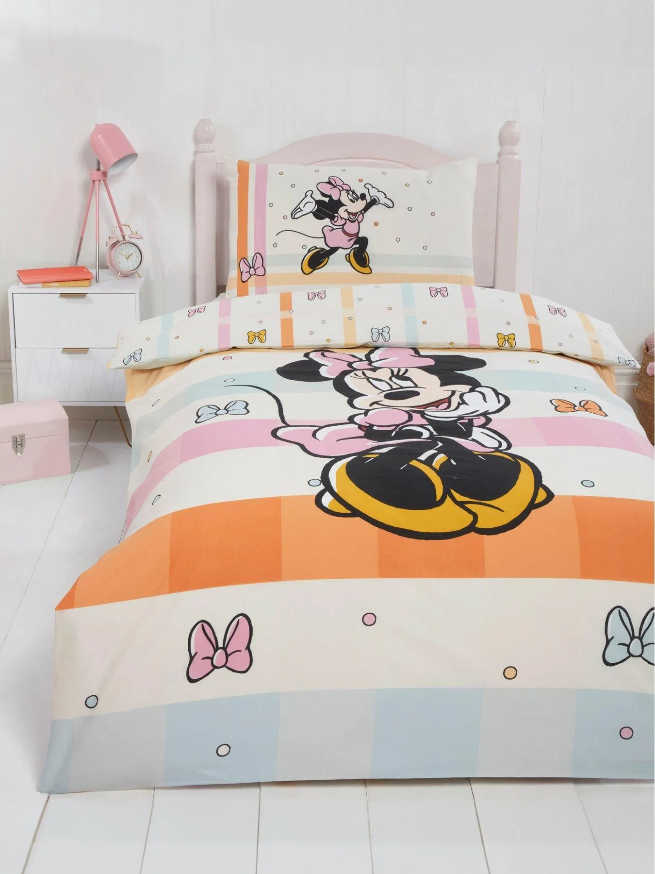 Minnie Mouse Pastel Bow Single Duvet Cover Set - Multi