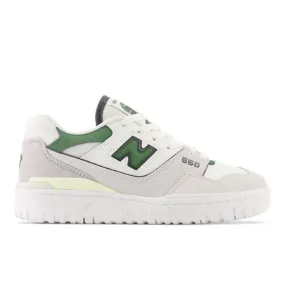 New Balance Women's 550 in White/Green/Grey Leather