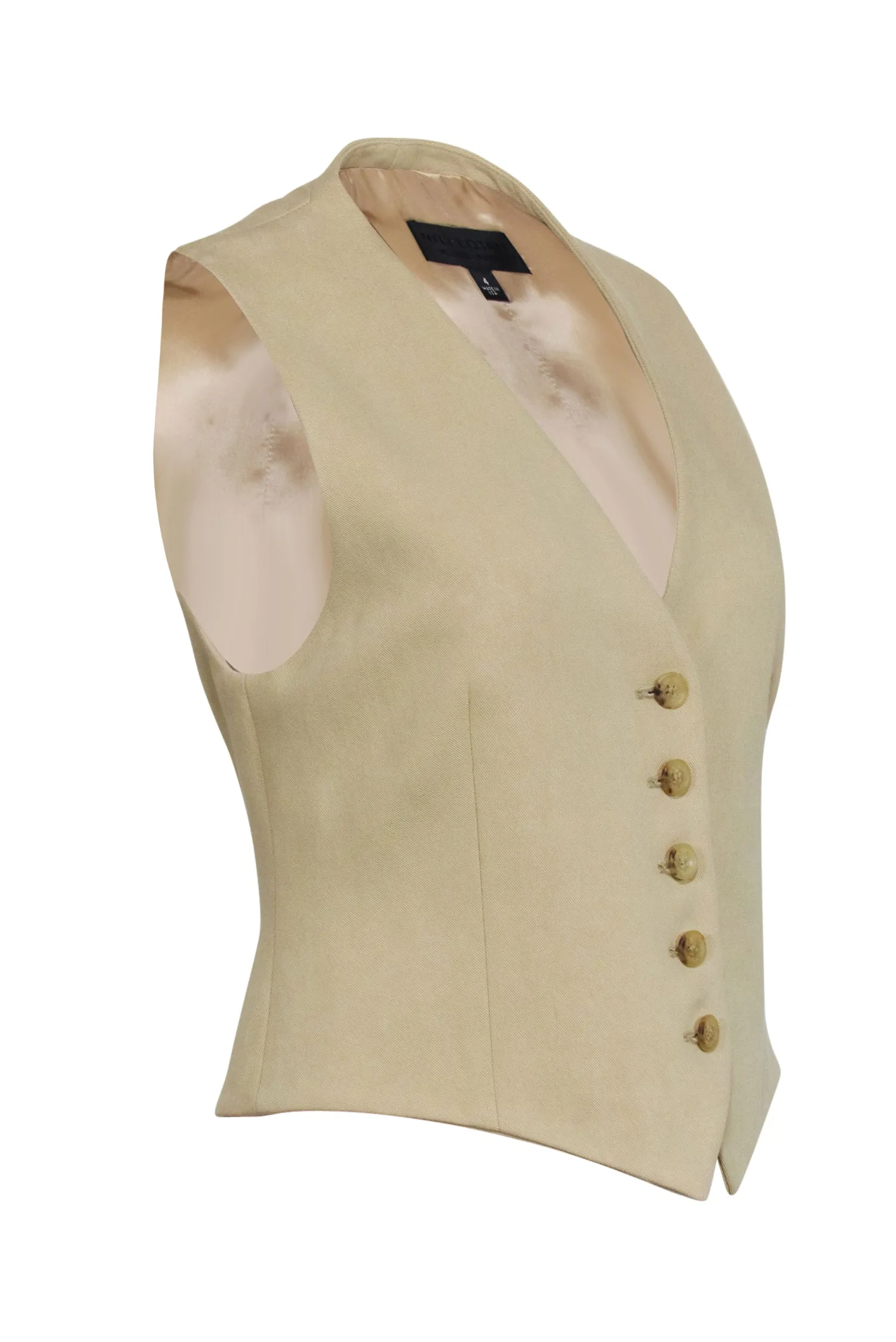 Nili Lotan - Beige Linen Blend Button Front Vest Sz 4