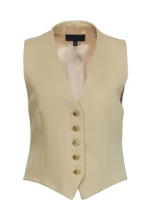 Nili Lotan - Beige Linen Blend Button Front Vest Sz 4