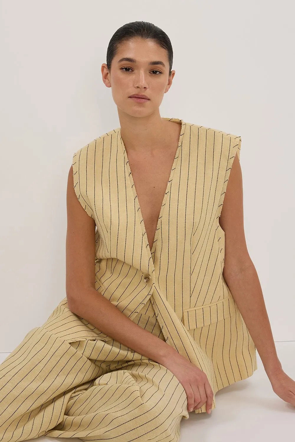 OLLIE DUNE STRIPE OVERSIZED VEST