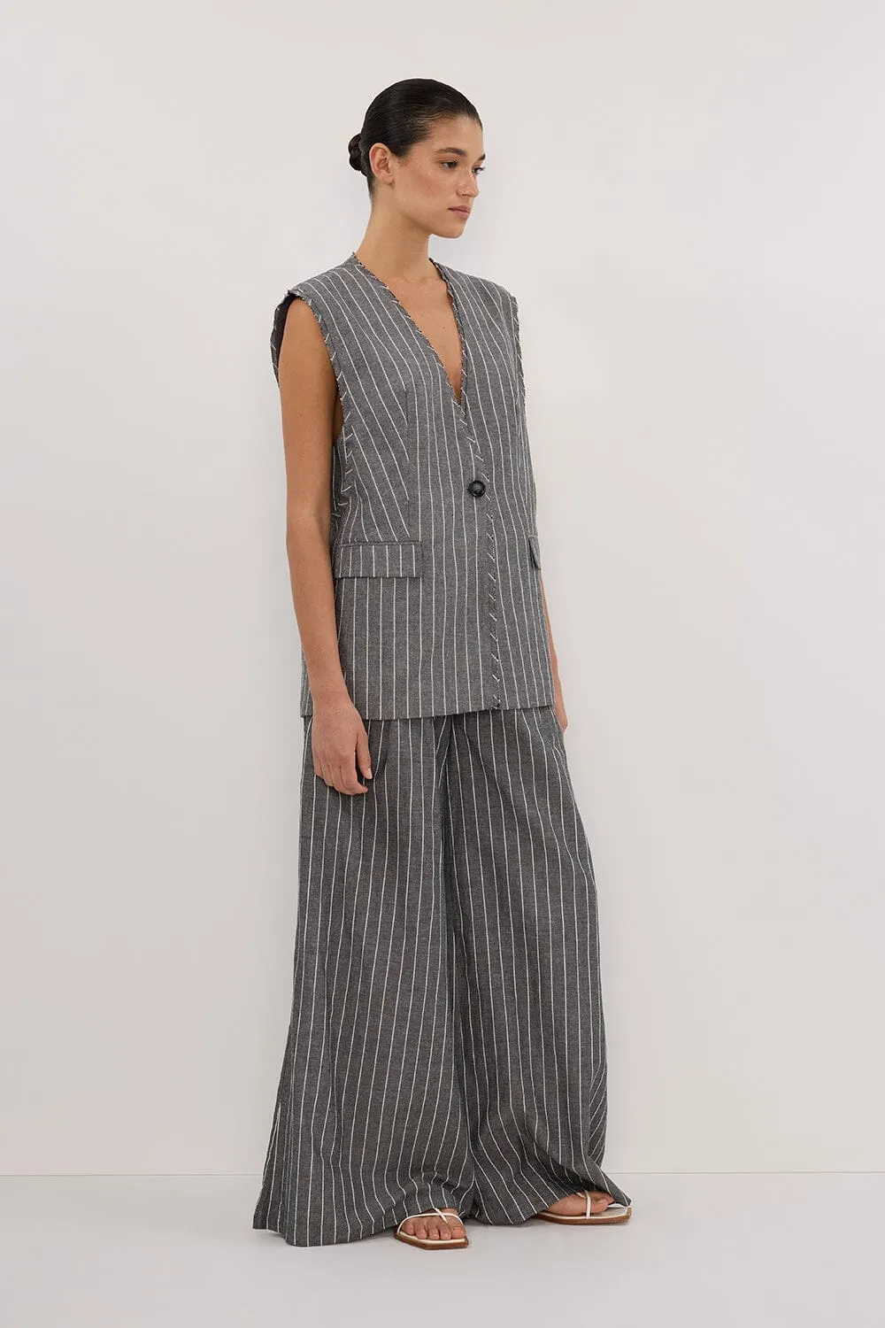 OLLIE SLATE STRIPE OVERSIZED VEST