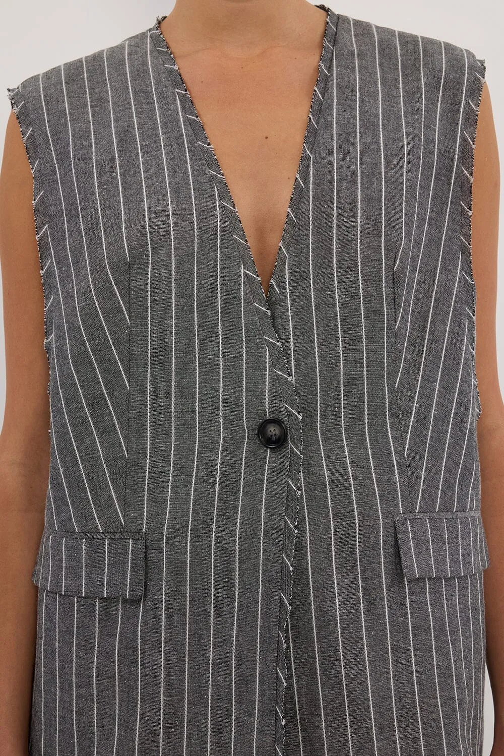 OLLIE SLATE STRIPE OVERSIZED VEST