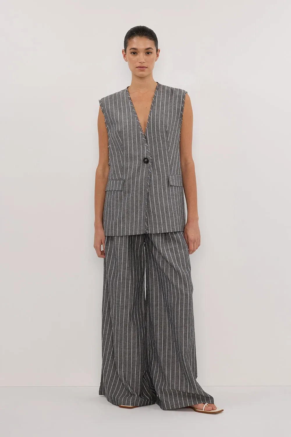 OLLIE SLATE STRIPE OVERSIZED VEST