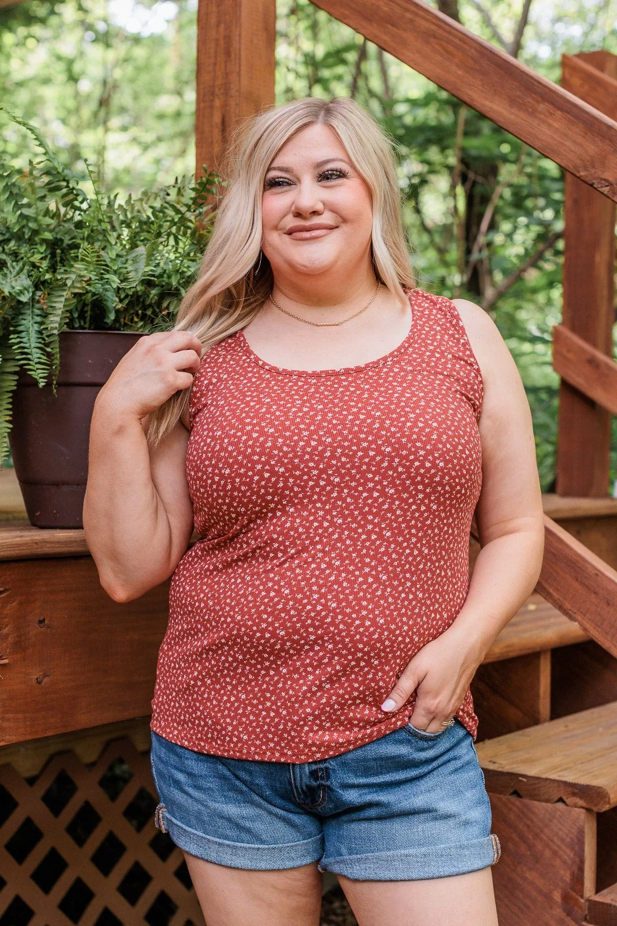 Perfect Poppies Floral Tank- Rust