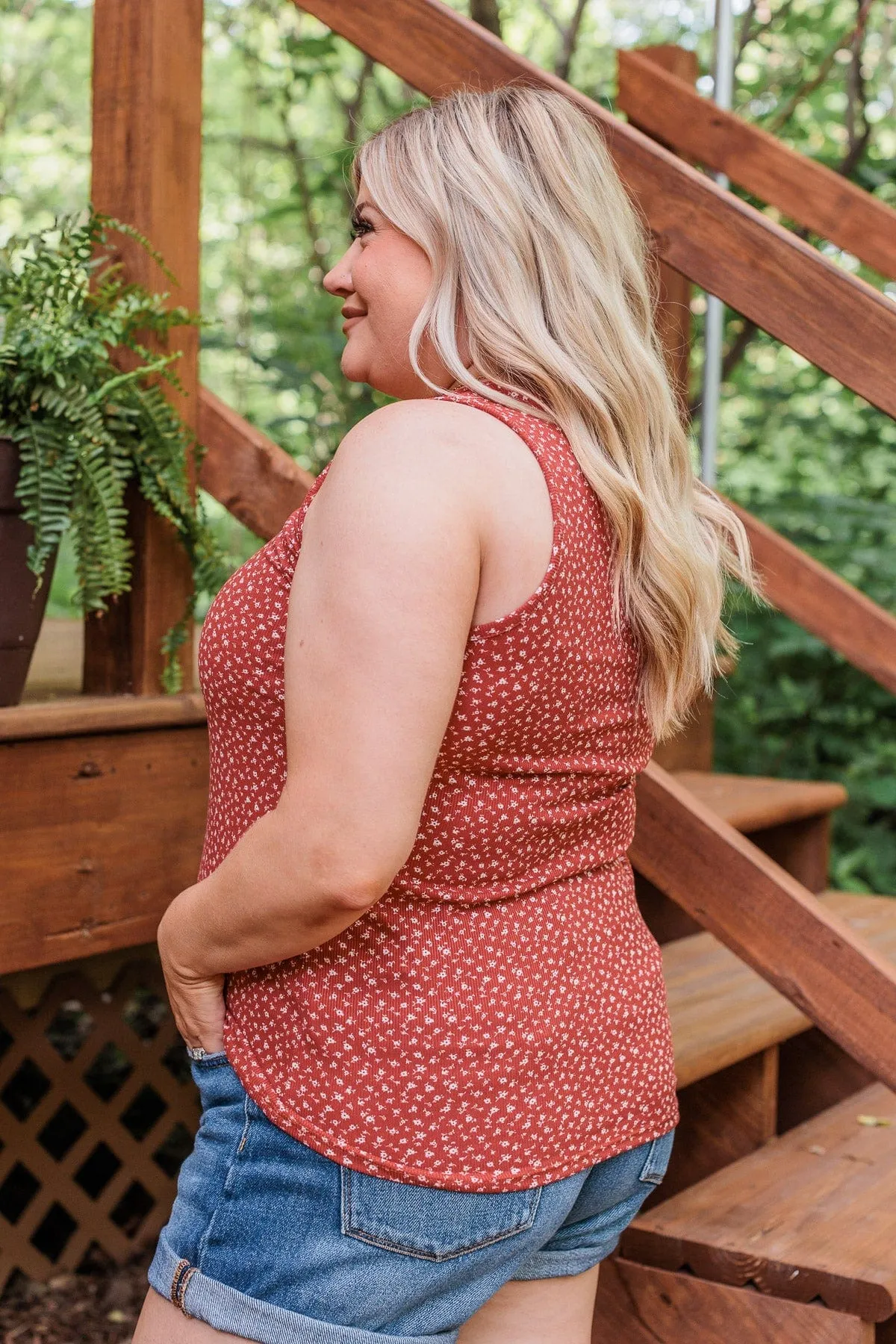 Perfect Poppies Floral Tank- Rust