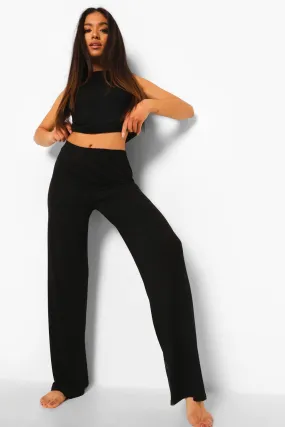 Petite Racer Top And Wide Leg Pj Pants Set