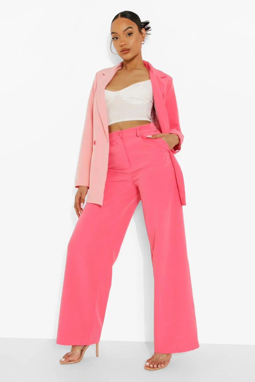 Pink Wide Leg Dress Pants