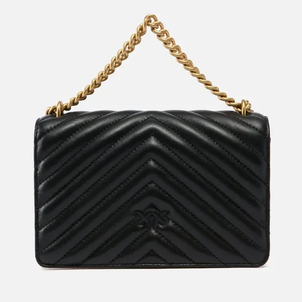 Pinko Love One Mini Chevron Bicolor Nappa Leather Crossbody Bag