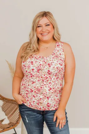 Pleasant Poppy Floral Tank- Ivory